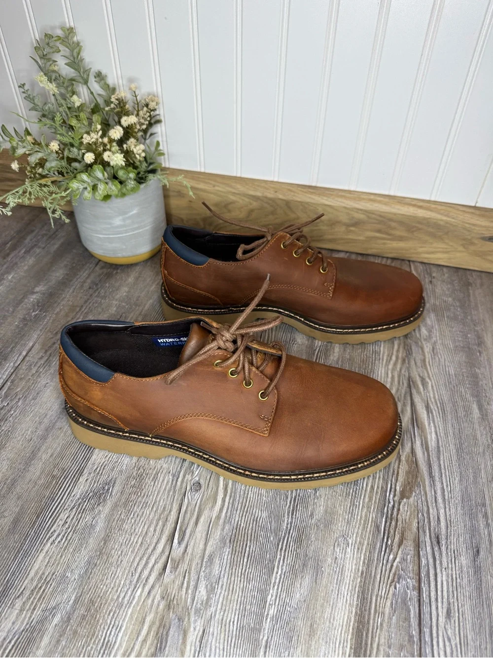 Rockport TruTech Hydro Shield Waterproof Leather Oxford Brown Dress Shoes 9.5